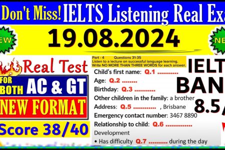 IELTS LISTENING PRACTICE TEST 2024 WITH ANSWERS | 19.08.2024