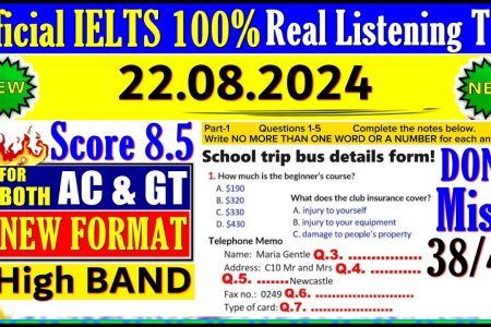 IELTS LISTENING PRACTICE TEST 2024 WITH ANSWERS | 22.08.2024