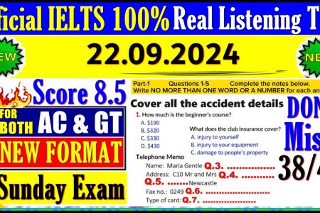 IELTS LISTENING PRACTICE TEST 2024 WITH ANSWERS | 22.09.2024