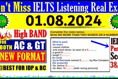 IELTS LISTENING PRACTICE TEST 2024 WITH ANSWERS | 01.08.2024