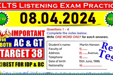 IELTS LISTENING PRACTICE TEST 2024 WITH ANSWERS | 08.04.2024