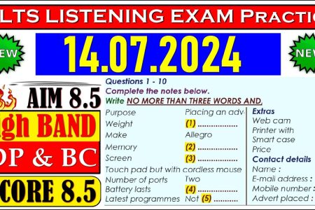 IELTS LISTENING PRACTICE TEST 2024 WITH ANSWERS | 14.07.2024