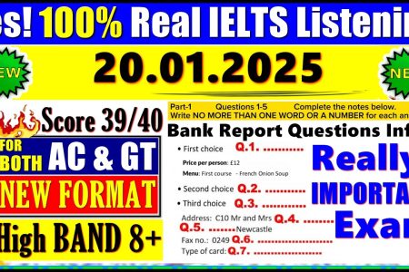 IELTS LISTENING PRACTICE TEST 2024 WITH ANSWERS | 20.01.2025