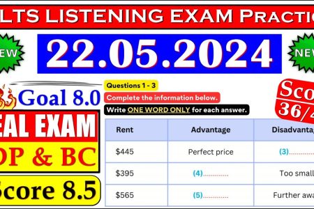 IELTS LISTENING PRACTICE TEST 2024 WITH ANSWERS | 22.05.2024