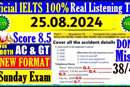 IELTS LISTENING PRACTICE TEST 2024 WITH ANSWERS | 25.08.2024