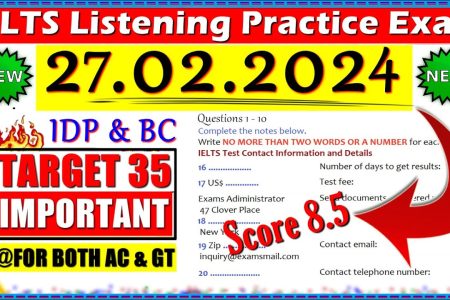 IELTS LISTENING PRACTICE TEST 2024 WITH ANSWERS | 27.02.2024