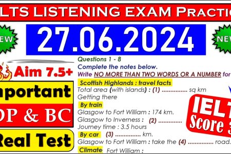 IELTS LISTENING PRACTICE TEST 2024 WITH ANSWERS | 27.06.2024