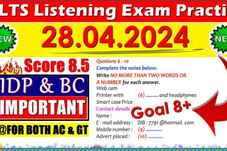 IELTS LISTENING PRACTICE TEST 2024 WITH ANSWERS | 28.04.2024