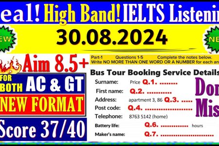 IELTS LISTENING PRACTICE TEST 2024 WITH ANSWERS | 30.08.2024