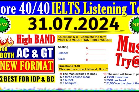 IELTS LISTENING PRACTICE TEST 2024 WITH ANSWERS | 31.07.2024