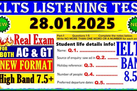 IELTS LISTENING PRACTICE TEST 2025 WITH ANSWERS | 28.01.2025