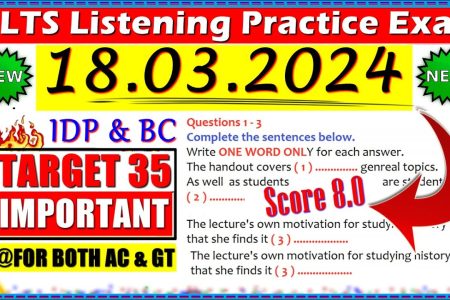 IELTS LISTENING PRACTICE TEST 2024 WITH ANSWERS | 18.03.2024