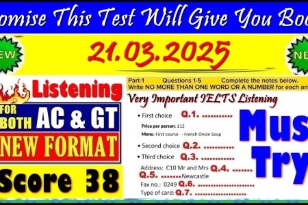 IELTS LISTENING PRACTICE TEST 2025 WITH ANSWERS | 21.03.2025