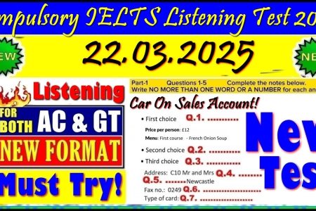 IELTS LISTENING PRACTICE TEST 2025 WITH ANSWERS | 22.03.2025