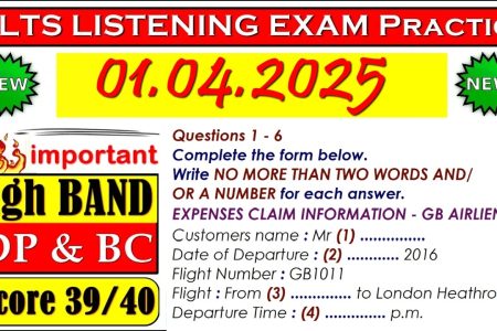 IELTS LISTENING PRACTICE TEST 2025 WITH ANSWERS | 01.04.2025