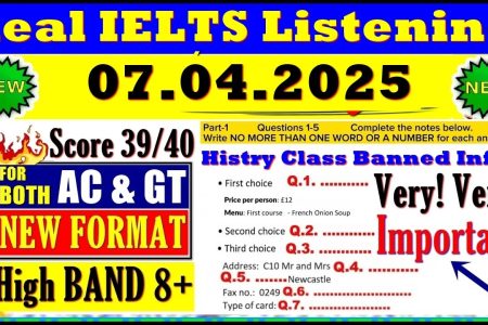 IELTS LISTENING PRACTICE TEST 2025 WITH ANSWERS | 07.04.2025