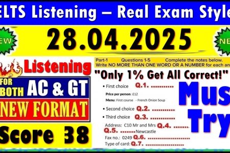 IELTS LISTENING PRACTICE TEST 2025 WITH ANSWERS | 28.04.2025