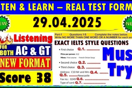 IELTS LISTENING PRACTICE TEST 2025 WITH ANSWERS | 29.04.2025