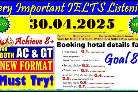 IELTS LISTENING PRACTICE TEST 2025 WITH ANSWERS | 30.04.2025