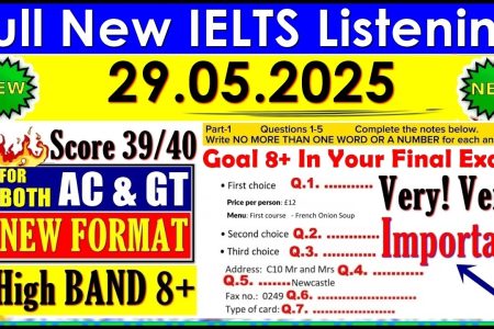 IELTS LISTENING PRACTICE TEST 2025 WITH ANSWERS | 29.05.2025