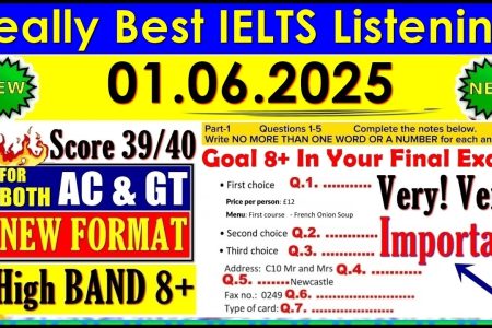 IELTS LISTENING PRACTICE TEST 2025 WITH ANSWERS | 01.06.2025