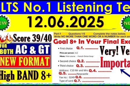IELTS LISTENING PRACTICE TEST 2025 WITH ANSWERS | 12.06.2025