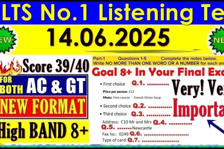 IELTS LISTENING PRACTICE TEST 2025 WITH ANSWERS | 14.06.2025