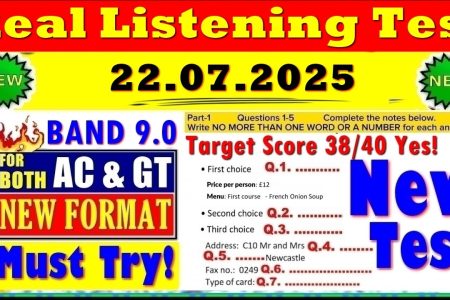IELTS LISTENING PRACTICE TEST 2025 WITH ANSWERS | 22.07.2025